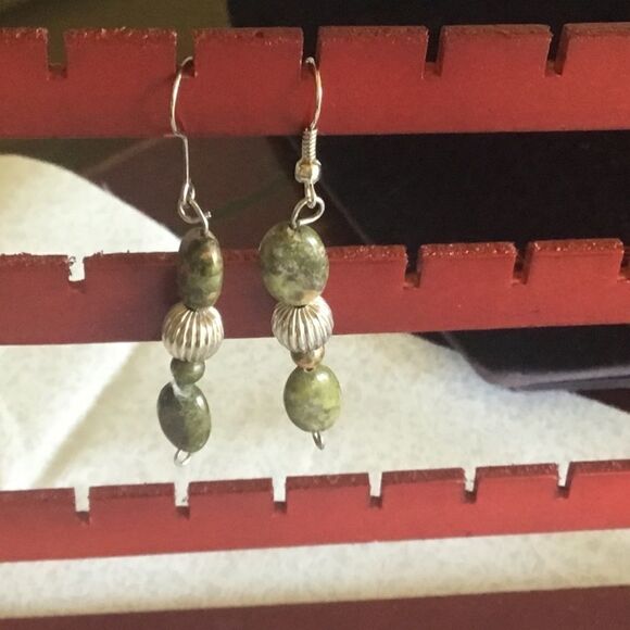 Natural Unakite Earrings NWOT - Picture 1 of 7